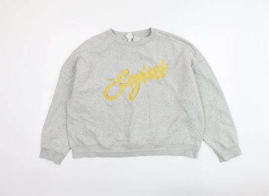 H&M Womens Grey Cotton Pullover Sweatshirt Size L Pullover - Enjouee