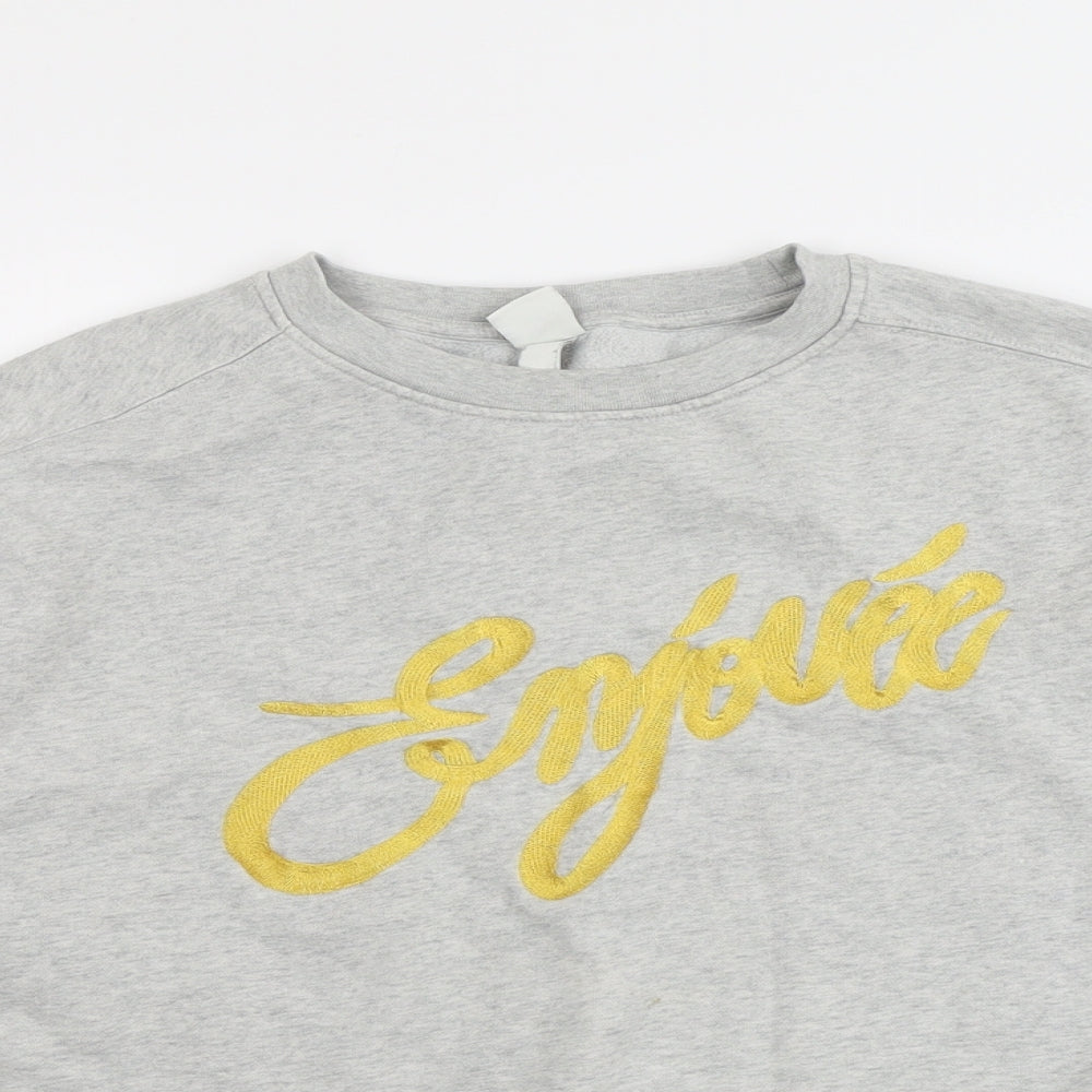 H&M Womens Grey Cotton Pullover Sweatshirt Size L Pullover - Enjouee