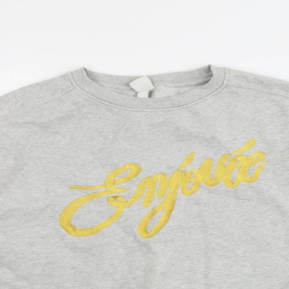 H&M Womens Grey Cotton Pullover Sweatshirt Size L Pullover - Enjouee