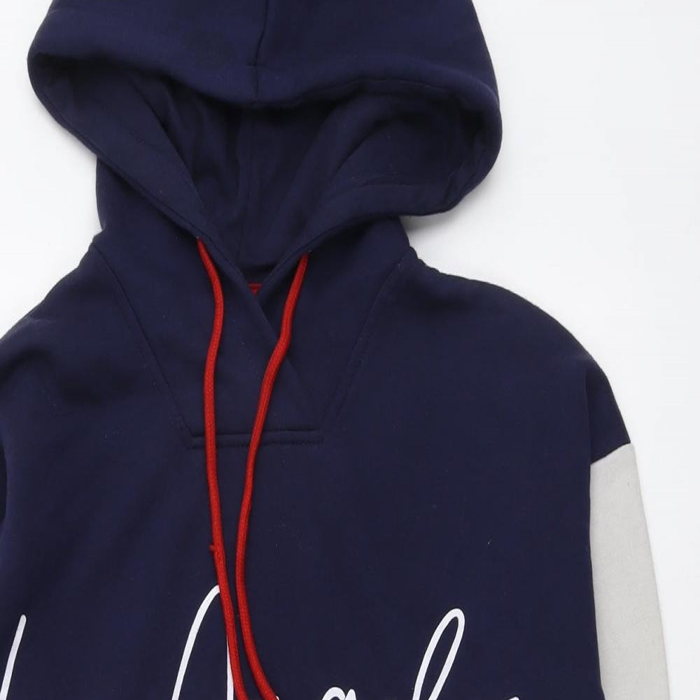 Genetic Apparel Womens Blue Colourblock Cotton Pullover Hoodie Size XS Pullover - Los Angeles California