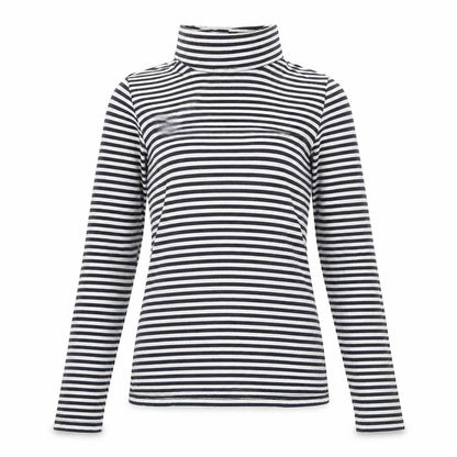 H&M Womens Black Striped Viscose Basic T-Shirt Size S Roll Neck