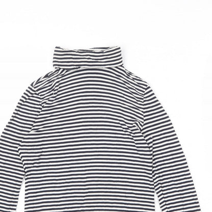 H&M Womens Black Striped Viscose Basic T-Shirt Size S Roll Neck