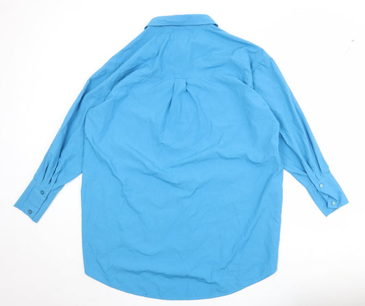 PRETTYLITTLETHING Womens Blue Polyester Shirt Dress Size 12 Collared Button