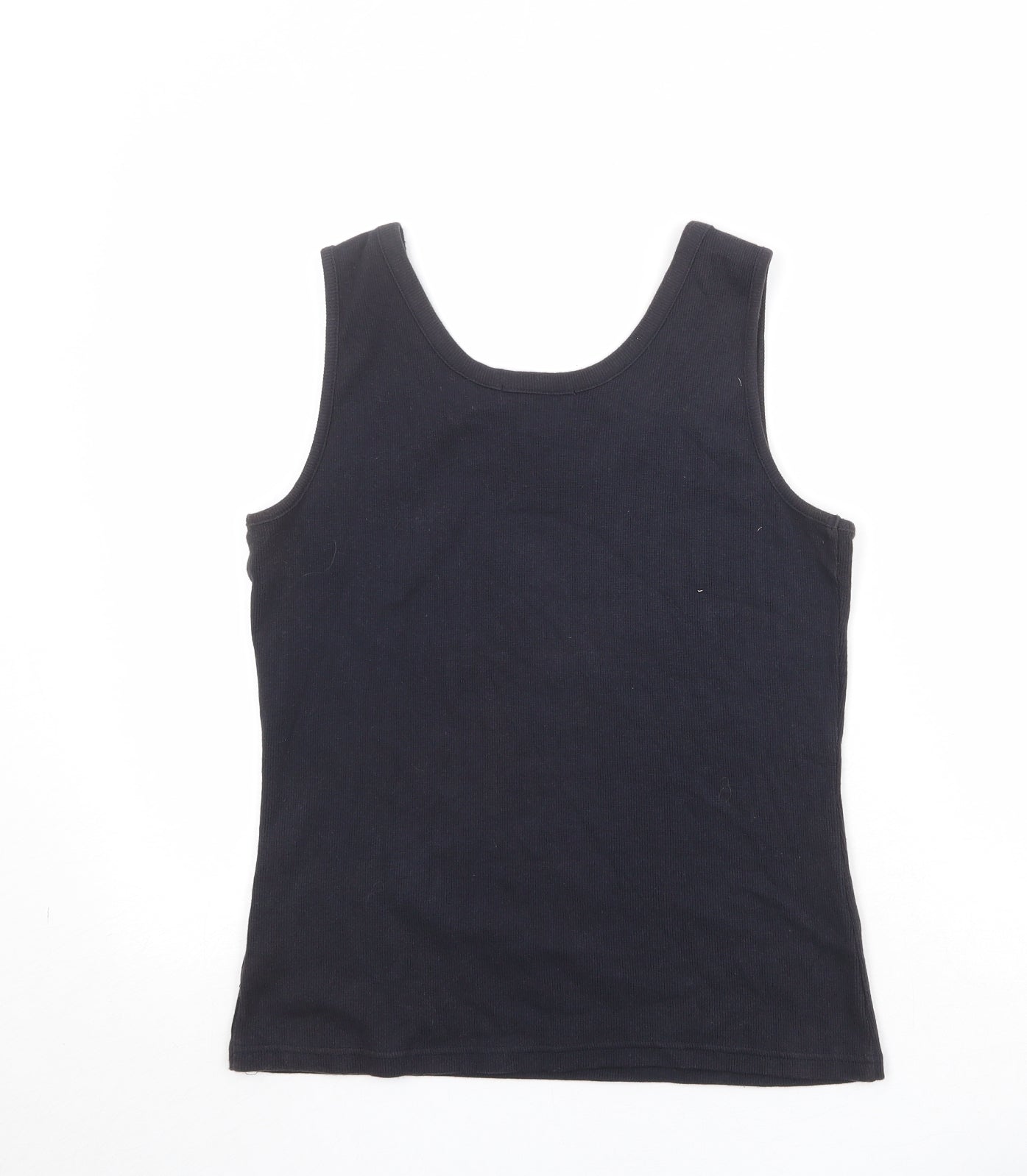 Liz Claiborne Womens Black Cotton Basic Tank Size M Round Neck