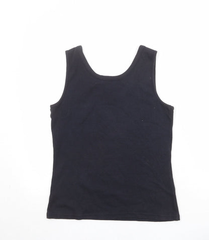 Liz Claiborne Womens Black Cotton Basic Tank Size M Round Neck