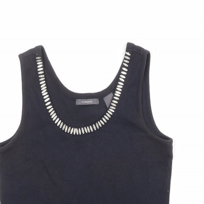 Liz Claiborne Womens Black Cotton Basic Tank Size M Round Neck