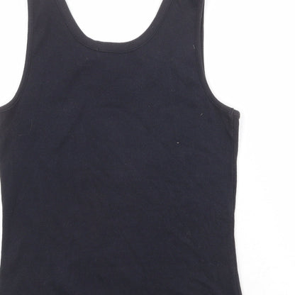 Liz Claiborne Womens Black Cotton Basic Tank Size M Round Neck