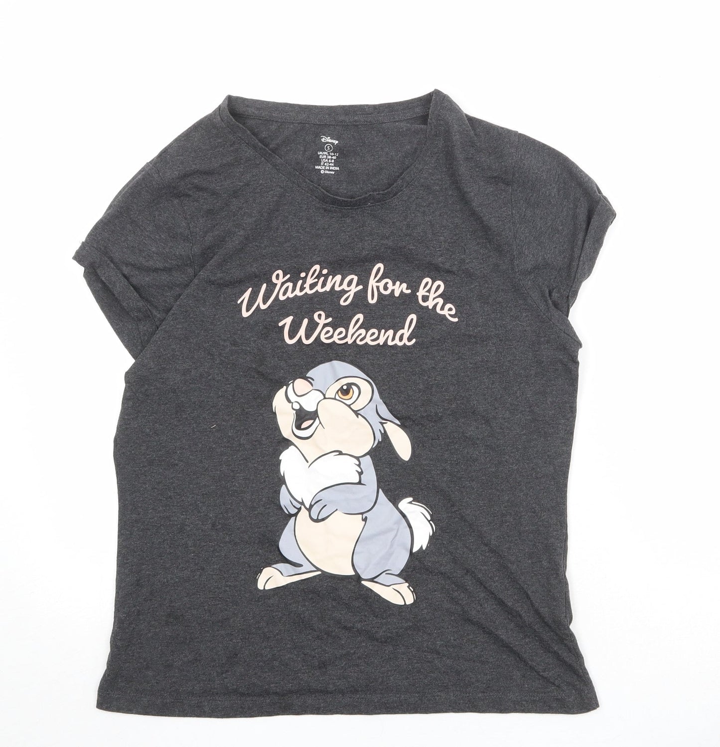 Womens UK Size S Disney Green Basic T-Shirt