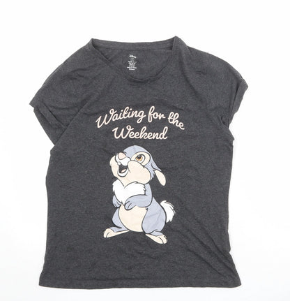 Womens UK Size S Disney Green Basic T-Shirt