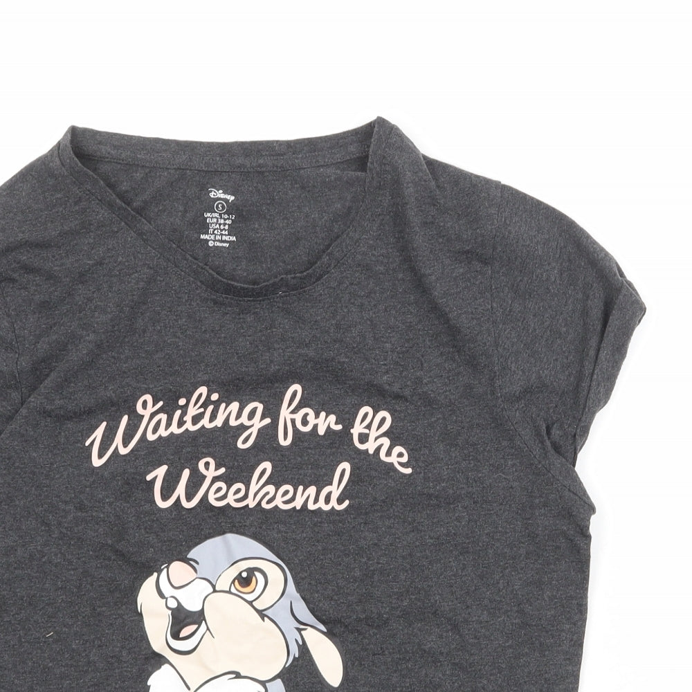 Womens UK Size S Disney Green Basic T-Shirt