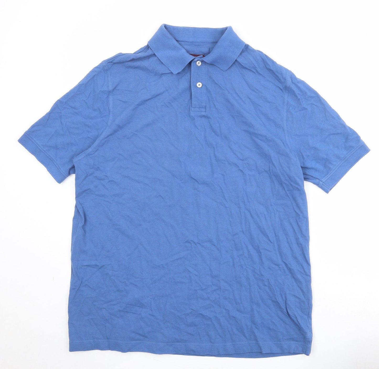 Brook Taverner Mens Blue 100% Cotton Polo Size XL Collared Button