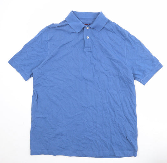 Brook Taverner Mens Blue 100% Cotton Polo Size XL Collared Button