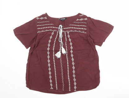 Womens UK Size 10 Debenhams Red Basic Blouse
