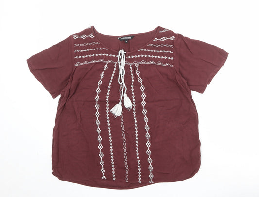 Womens UK Size 10 Debenhams Red Basic Blouse