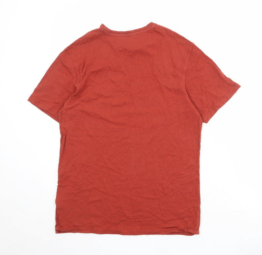 Marks and Spencer Mens Red Cotton T-Shirt Size S Round Neck
