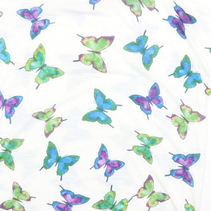 Paramour Womens White Geometric Polyester Basic T-Shirt Size M Round Neck - Butterfly Pattern
