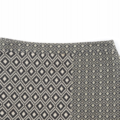 NEXT Womens Beige Geometric Polyester A-Line Skirt Size 10 Zip