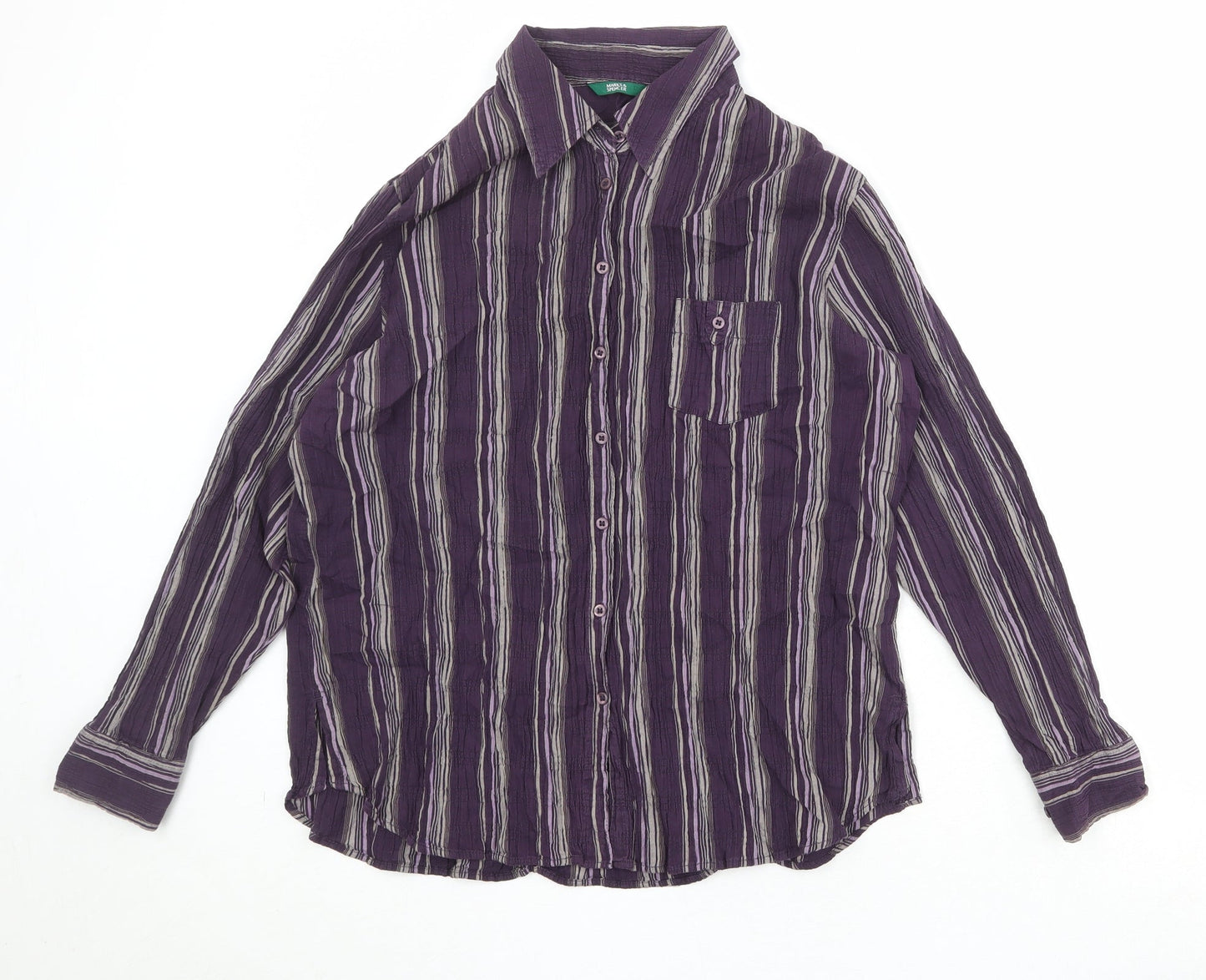 Womens UK Size 18 Marks and Spencer Purple Basic Button-Up