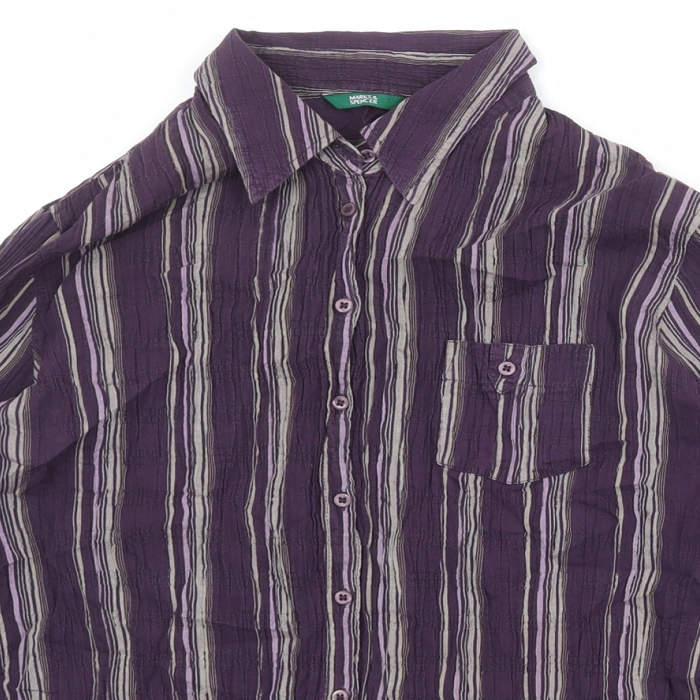 Womens UK Size 18 Marks and Spencer Purple Basic Button-Up