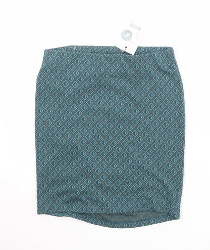 COTTON CLUB Womens Green Geometric Polyester Bandage Skirt Size M