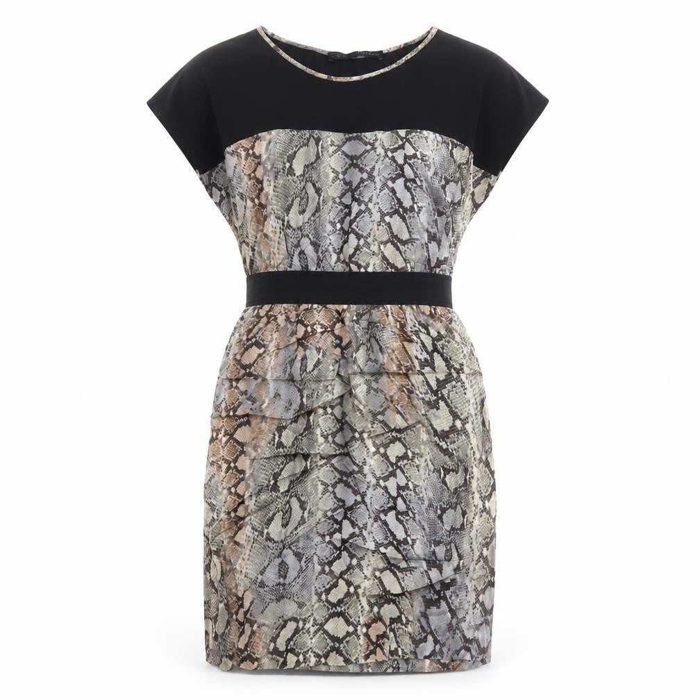 Zara Womens Grey Animal Print Viscose Sheath Size M Boat Neck Pullover - Snake Print