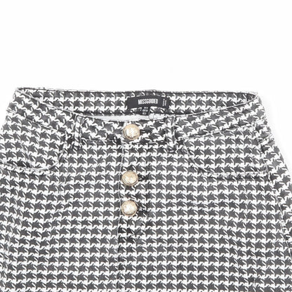 Missguided Womens Black Geometric Cotton A-Line Skirt Size 6 Zip