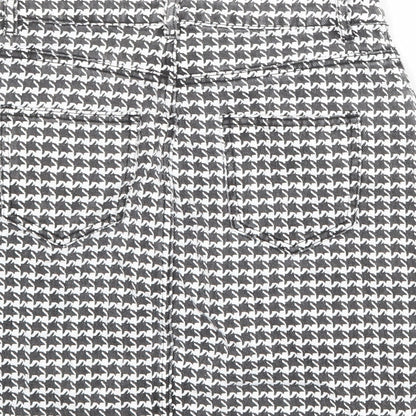 Missguided Womens Black Geometric Cotton A-Line Skirt Size 6 Zip