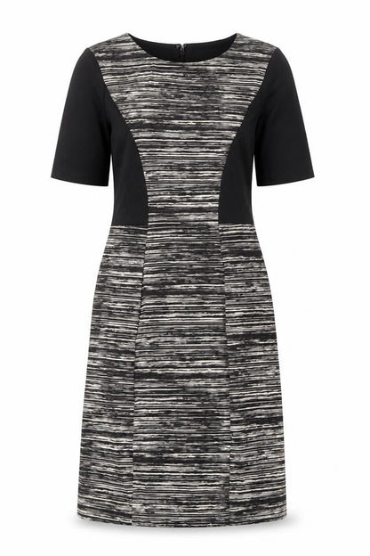 People Tree Womens Black Geometric Cotton A-Line Size 10 Round Neck Zip