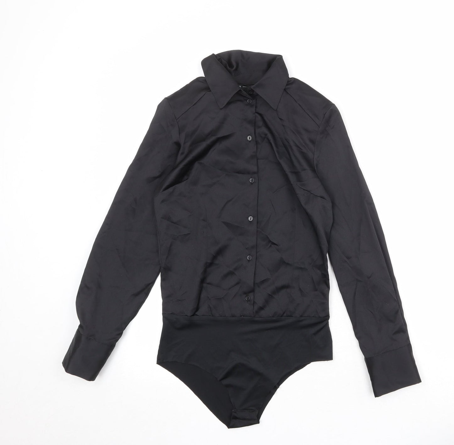 Zara Womens Black Polyester Bodysuit One-Piece Size XS Snap