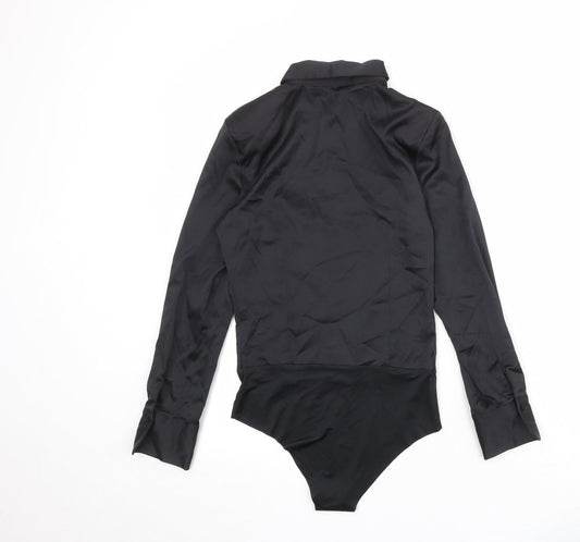 Zara Womens Black Polyester Bodysuit One-Piece Size XS Snap