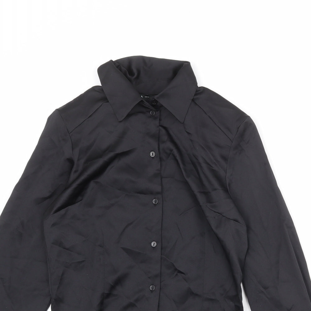 Zara Womens Black Polyester Bodysuit One-Piece Size XS Snap