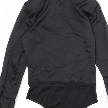 Zara Womens Black Polyester Bodysuit One-Piece Size XS Snap