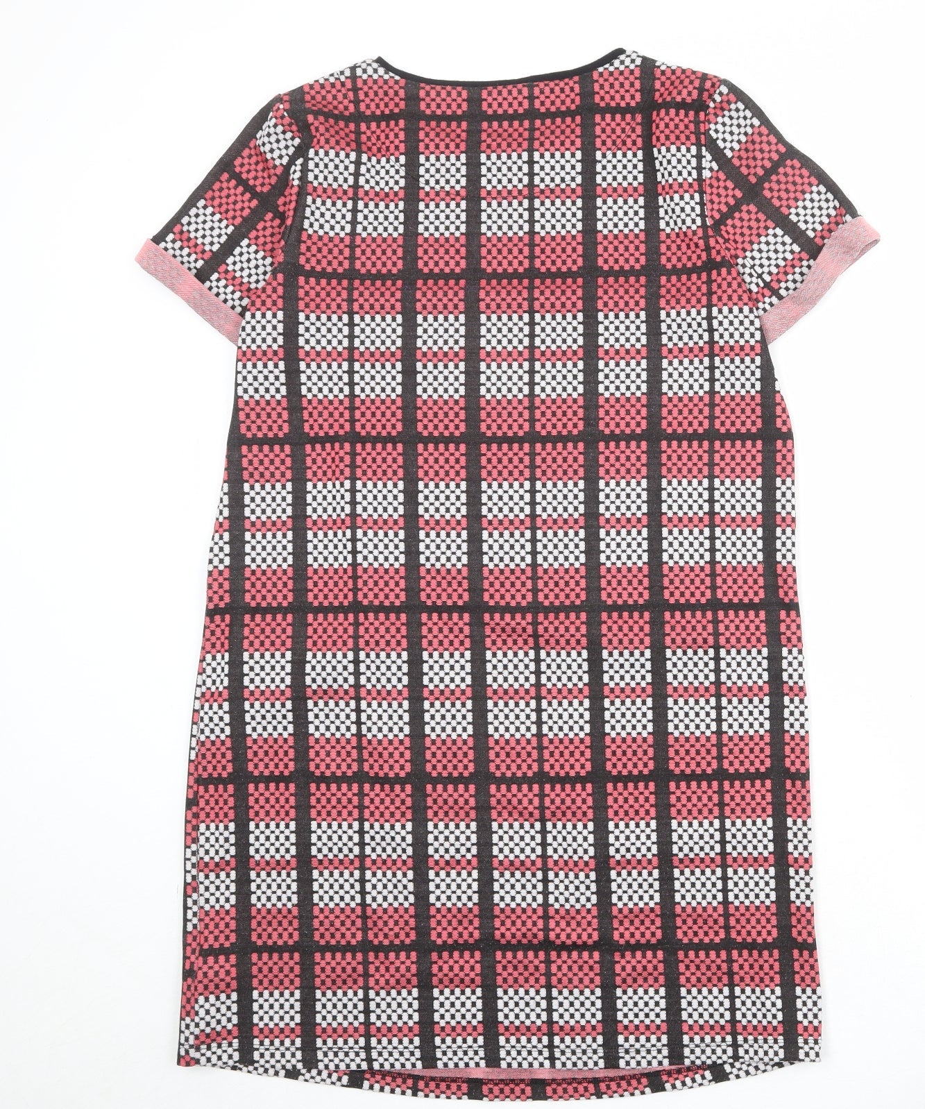 NEXT Womens Pink Plaid Polyester A-Line Size 14 Round Neck Pullover