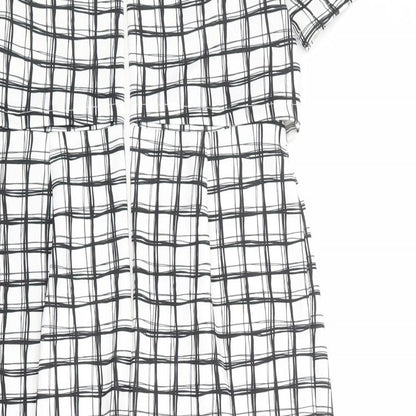 ASOS Womens White Check Polyester Shift Size 12 Round Neck Zip