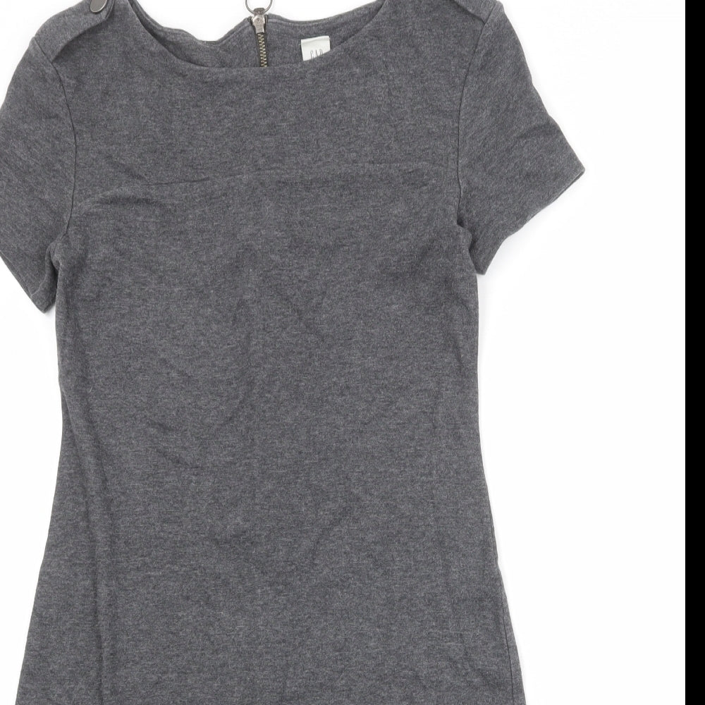 Gap Womens Grey 100% Cotton Shift Size XS Round Neck Zip