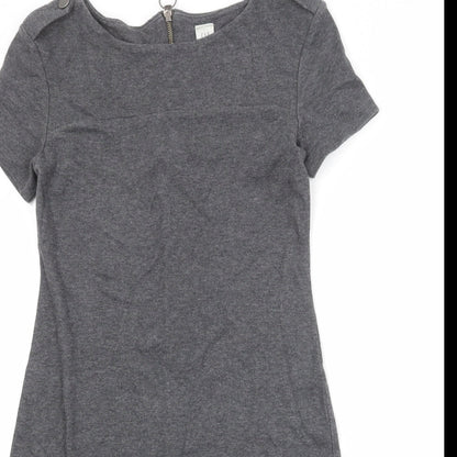 Gap Womens Grey 100% Cotton Shift Size XS Round Neck Zip