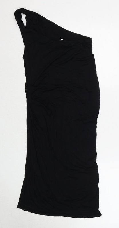 Max Studio Womens Black Viscose Sheath Size XS One Shoulder Pullover