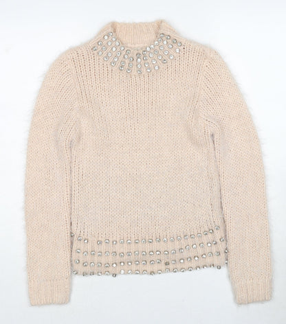 Womens UK Size 6 Miss Selfridge Beige Pullover Jumper