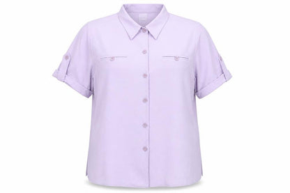 Classics Womens Purple Polyester Basic Button-Up Size 16 Collared