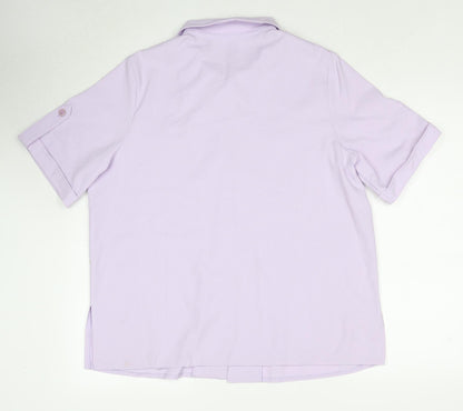 Classics Womens Purple Polyester Basic Button-Up Size 16 Collared
