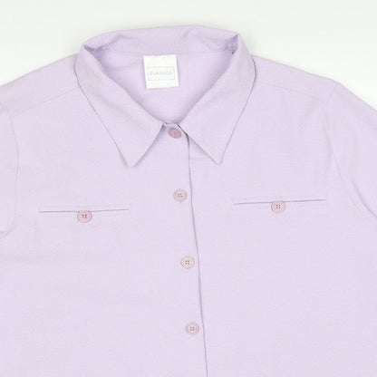 Classics Womens Purple Polyester Basic Button-Up Size 16 Collared