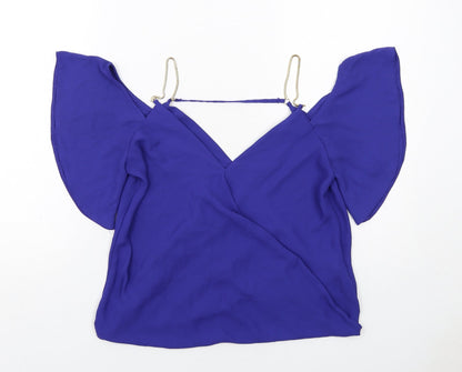 Womens UK Size 8 New Look Blue Basic Blouse