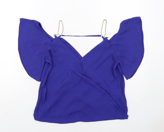 Womens UK Size 8 New Look Blue Basic Blouse