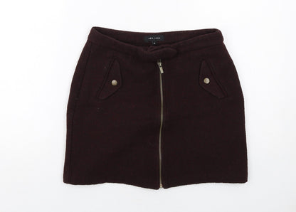 New Look Womens Purple Polyester A-Line Skirt Size 8 Zip