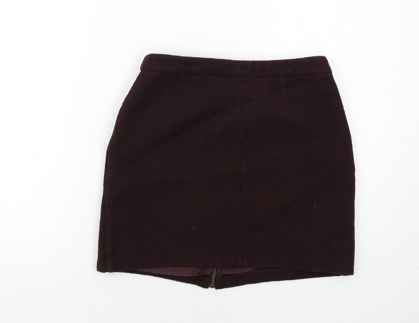 New Look Womens Purple Polyester A-Line Skirt Size 8 Zip