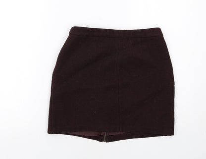 New Look Womens Purple Polyester A-Line Skirt Size 8 Zip