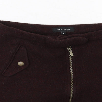 New Look Womens Purple Polyester A-Line Skirt Size 8 Zip