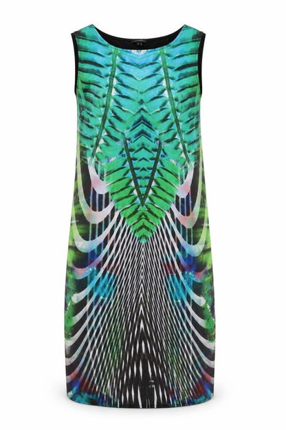 River Island Womens Multicoloured Geometric Polyester Tank Dress Size 8 Round Neck Pullover