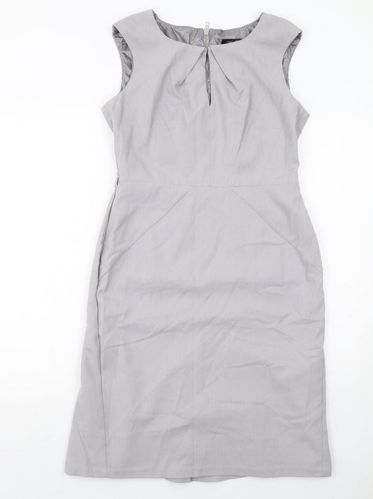 NEXT Womens Grey Polyester Shift Size 12 Round Neck Zip