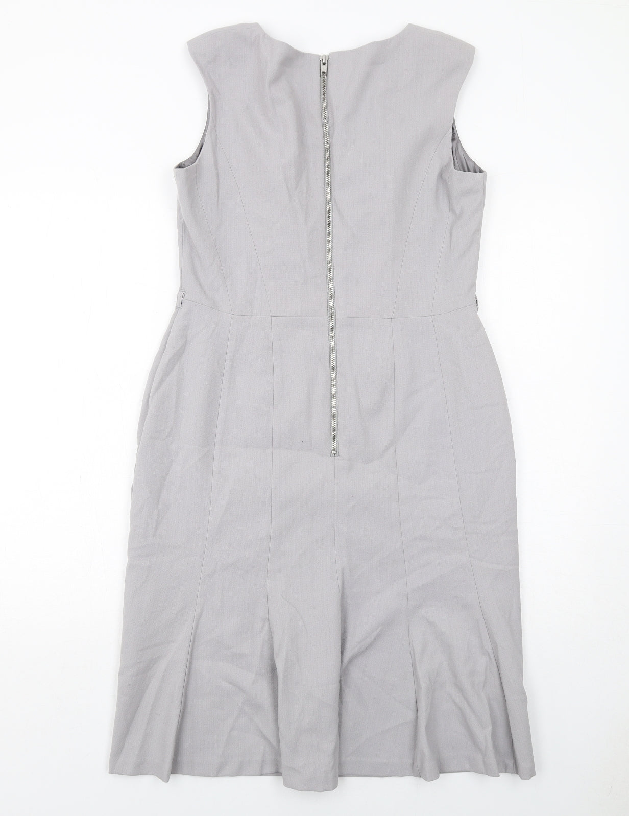 NEXT Womens Grey Polyester Shift Size 12 Round Neck Zip